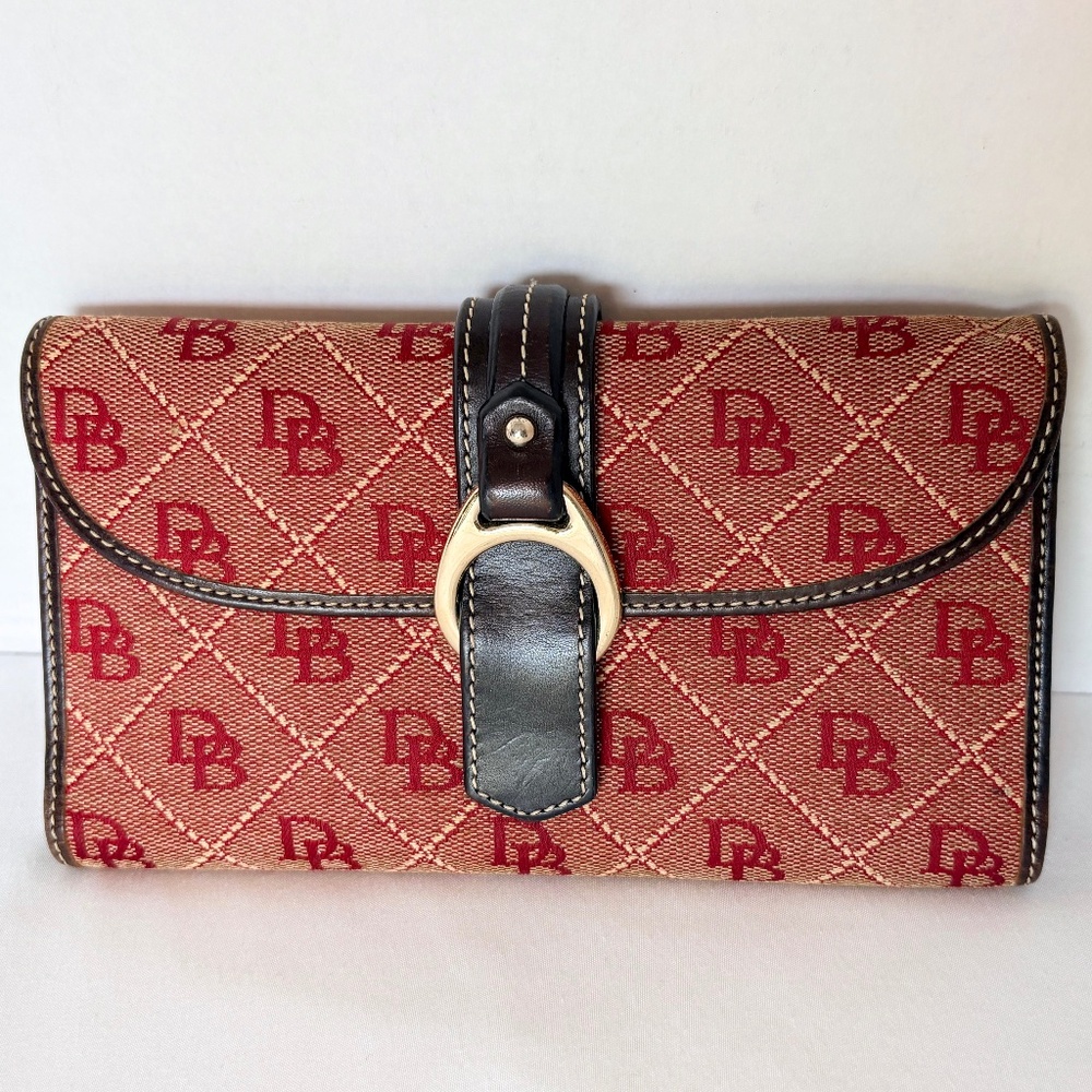 Dooney & Bourke Red Suede & Brown Pebbled Leather Bag with Wallet & Dust Bag - Picture 12 of 16